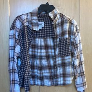 brown and tan flannel american eagle